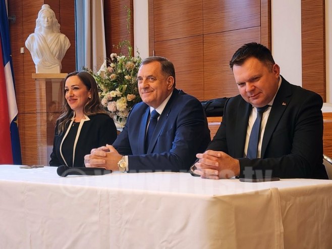 Dodik, Budimir i Kondić Panić - Foto: RTRS
