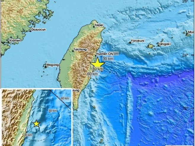 Snažan zemljotres pogodio Tajvan