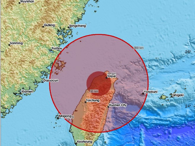 Snažan zemljotres kod Tajvana
