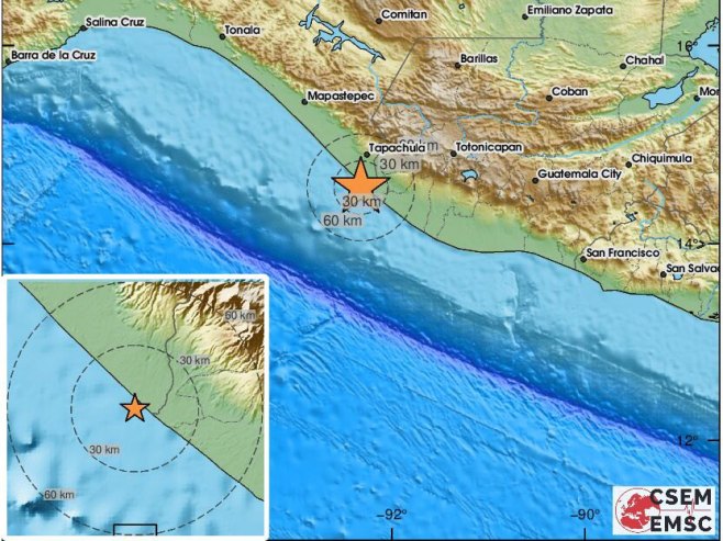 Zemljotres jačine 6,4 stepeni pogodio granicu Meksika sa Gvatemalom