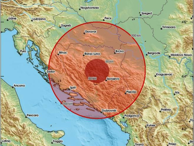 Zemljotres kod Žepča (Foto: EMSC Twitter) - 