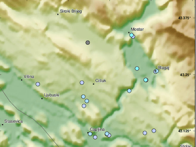 Zemljotres kod Mostara (Foto: EMSC) - 