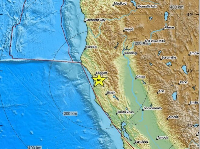 Zemljotres kod Kalifornije (Foto: EMSC) - 