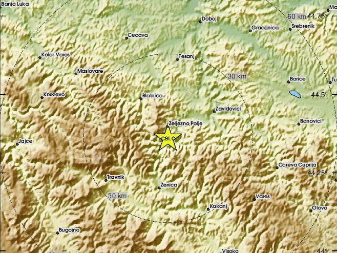 Zemljotres kod Zenica (Foto: EMSC) - 