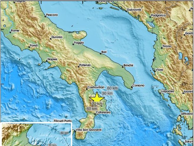 Zemljotres na jugu Italije (Foto: x.com/LastQuake) - 