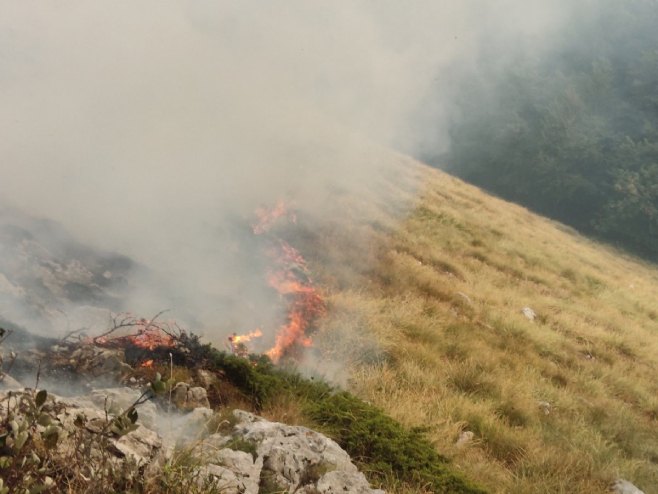 Snimci požara na Zelengori; Vatru gasi helikopter, stigli i vatrogasci iz Gacka