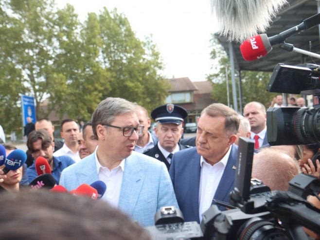 Vučić i Dodik u Malom Zvorniku - Foto: predsjednikrs.rs/Borislav Zdrinja