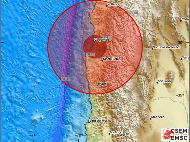 Potres jačine 5,7 stepeni kod obala centralnog Čilea