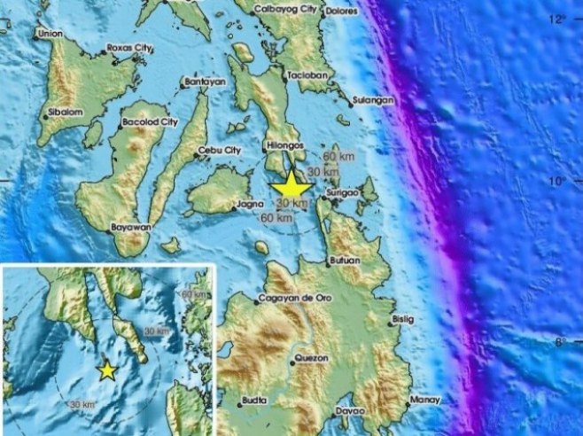 Zemljotres pogodio Filipine (foto: x.com/lastquake) - 