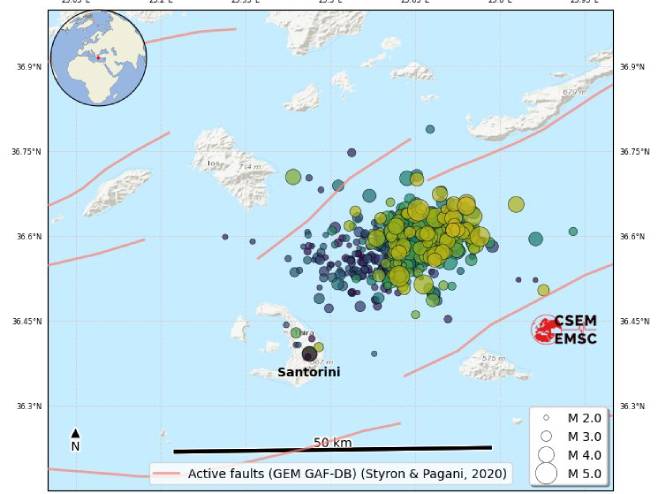 Santorini - detektovani potresi (Foto: EMSC) - 