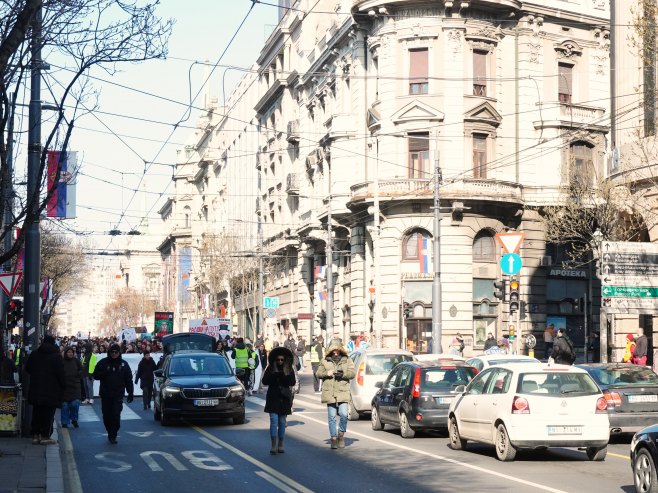 Druga etapa studentskog marša za Kragujevac, u Beogradu protestna šetnja do Palate Srbija