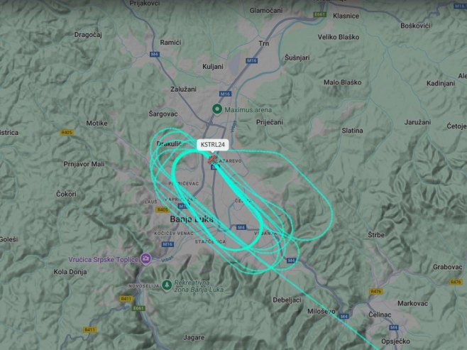 Putanja aviona (foto: flightradar24.com) Putanja aviona (foto: flightradar24.com) -