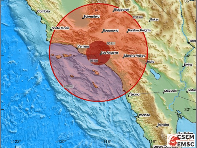 Zemljotres u Los Anđelesu (Foto: EMSC) - 