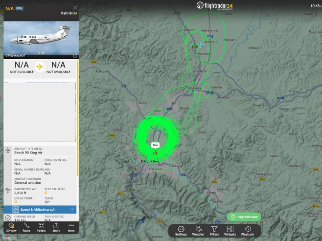 Ponovo avion kruži satima iznad Banjaluke