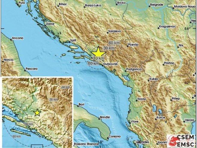 Zemljotres jačine 3,1 stepen kod Mljeta
