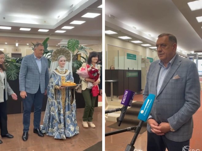 Predsjednika Srpske na aerodromu dočekao predsjednik Komiteta za vanjske poslove Sankt Peterburga (VIDEO)