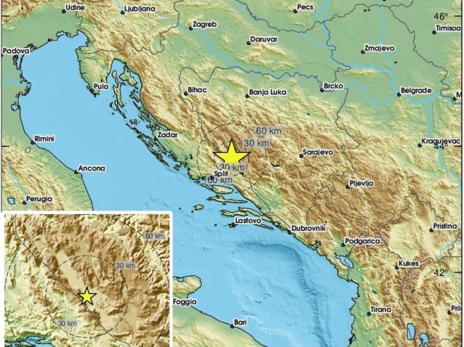 Zemljotres kod Livna (Foto: x.com/LastQuake) Zemljotres kod Livna (Foto: x.com/LastQuake) -
