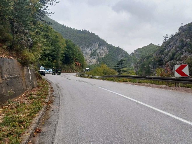 Saobraćajna nesreća na magistralnom putu Višegrad - Vardište - Foto: RTRS