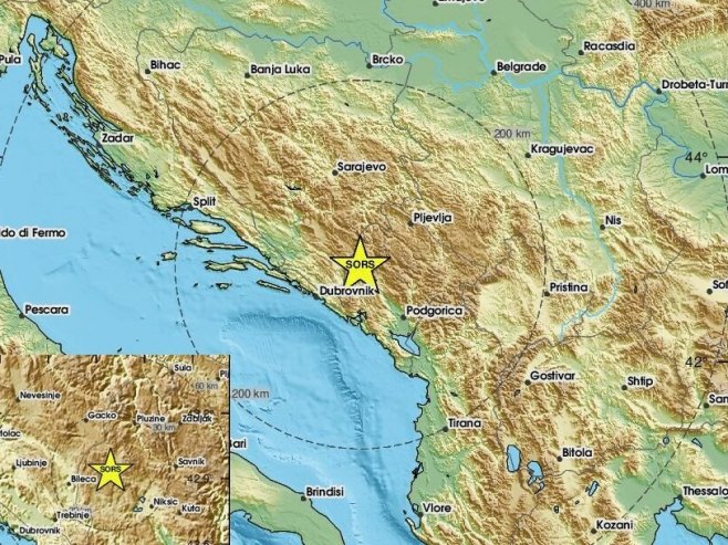 Zemljotres kod Bileće (Foto: emsc) Zemljotres kod Bileće (Foto: emsc) -