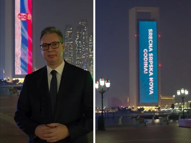 Srećna pravoslavna Nova godina na kuli u Abu Dabiju, Vučić: UAE čestitala na najljepši način (VIDEO)