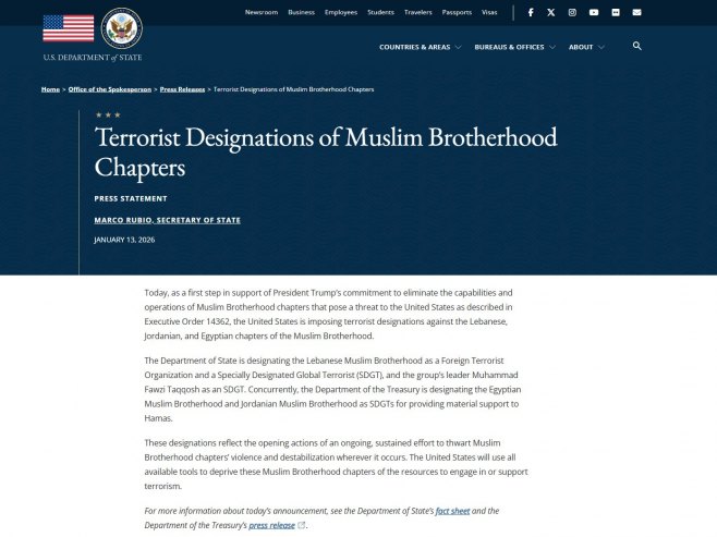 Odluka SAD-a da ogranke "Muslimanskog bratstva" proglasi terorističkim organizacijama i dalje u fokusu javnosti