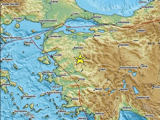 Potres jačine 5,2 stepena u provinciji Balikešir u Turskoj