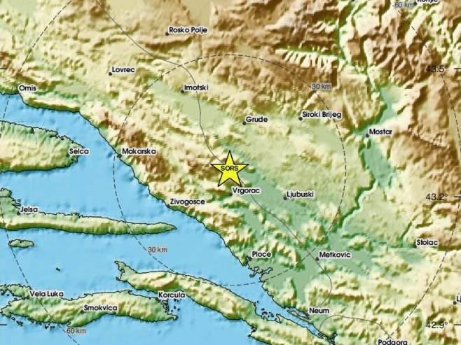 Zemljotres jačine 3,3 Rihtera na području Ljubuškog