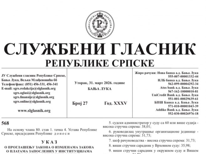 Objavljeni zakoni kojima se povećavaju plate u javnom sektoru