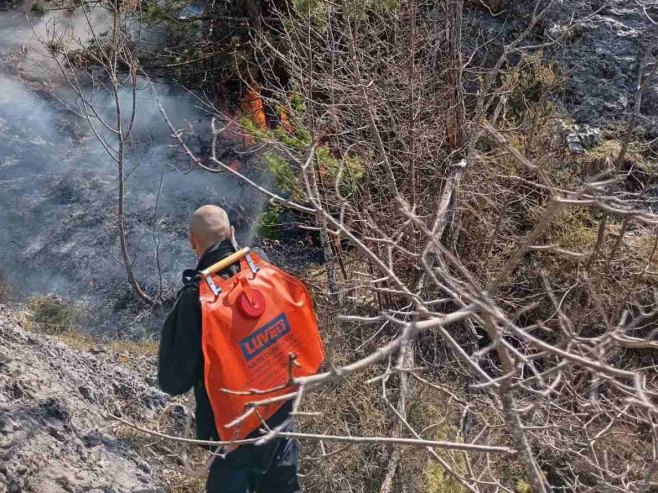 Gori trava i nisko rastinje u blizini graničnog prelaza Klobuk (VIDEO)