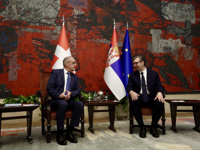 Predsjednik Švajcarske u posjeti Srbiji, svečani doček ispred Palate "Srbija"