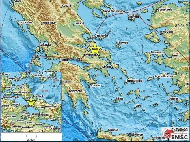 Dva zemljotresa magnitude oko pet stepeni pogodiji grčku Eviju