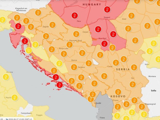 Do utorka narandžasto upozorenje zbog visoke temperature