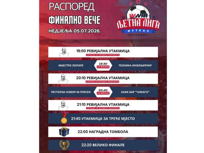 Vrelo futsal veče u Bijeljini: Večeras finale bum ljetne lige