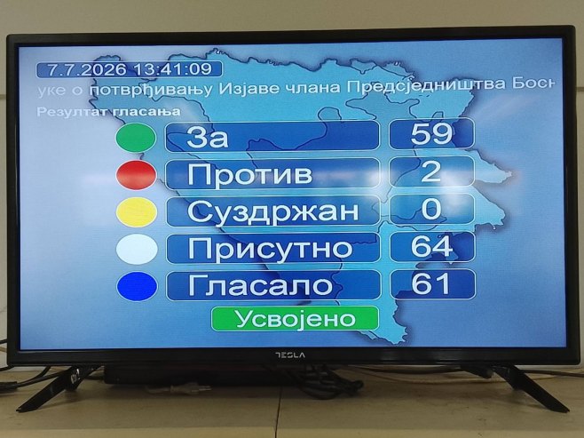 Poslanici NSRS podržali veto srpskog člana Predsjedništva