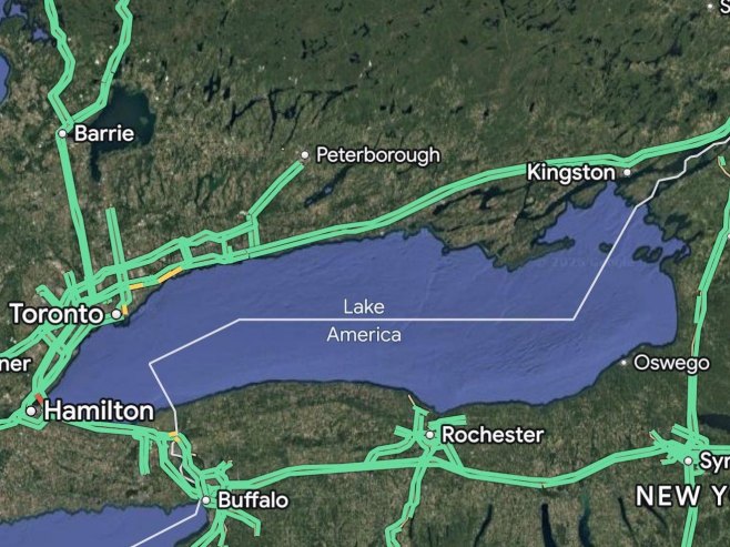 Gugl Maps za korisnike u SAD promijenio naziv jezera Ontario u Јezero Amerika