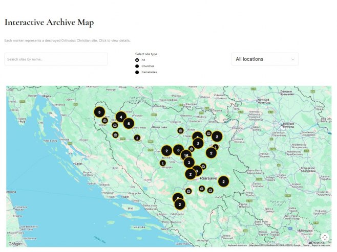 Postavljene 72 lokacije sa srušenim hrišćanskim srpskim crkvama i srpskim grobljima