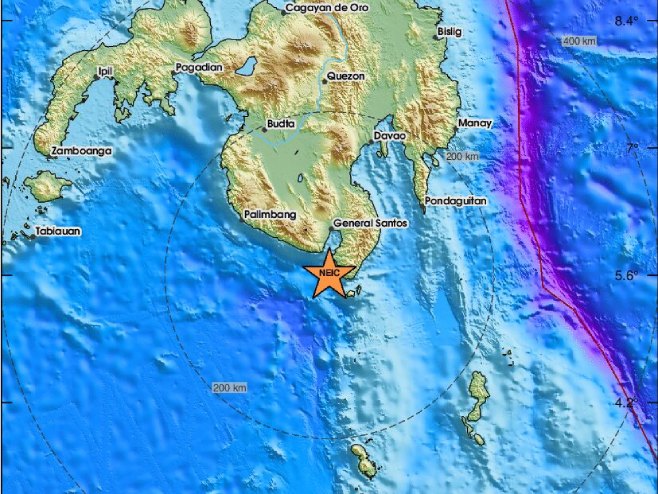 Zemljotres jačine 5,7 stepeni pogodio Mindanao