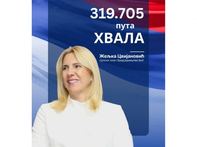 Cvijanović: Sada, kada su prebrojani svi glasovi, ostaje mi samo da kažem - 319.705 puta hvala
